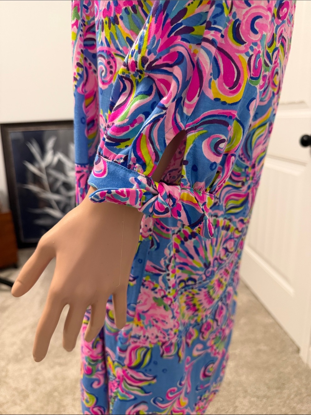 Lilly Pulitzer Blue Dress with Pink Paisley Print - Picture 4 of 10